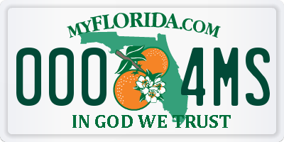 FL license plate 0004MS