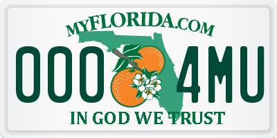 FL license plate 0004MU