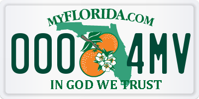 FL license plate 0004MV