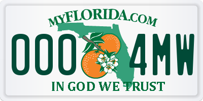 FL license plate 0004MW