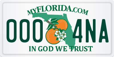 FL license plate 0004NA