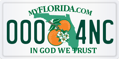 FL license plate 0004NC