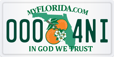 FL license plate 0004NI