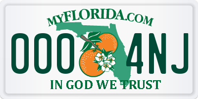 FL license plate 0004NJ