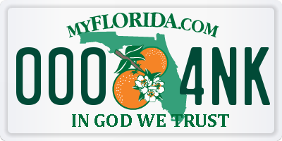 FL license plate 0004NK