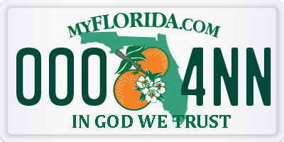 FL license plate 0004NN