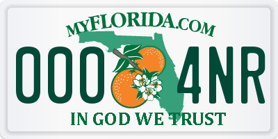 FL license plate 0004NR