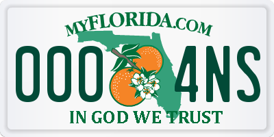 FL license plate 0004NS