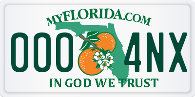 FL license plate 0004NX