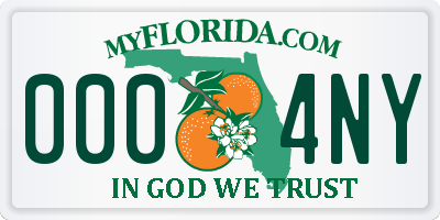 FL license plate 0004NY