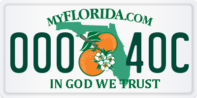 FL license plate 0004OC