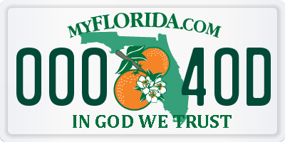 FL license plate 0004OD
