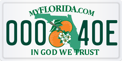 FL license plate 0004OE