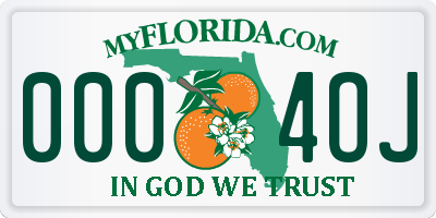 FL license plate 0004OJ