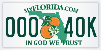 FL license plate 0004OK