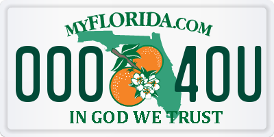 FL license plate 0004OU