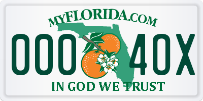 FL license plate 0004OX