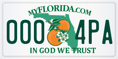 FL license plate 0004PA