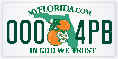 FL license plate 0004PB