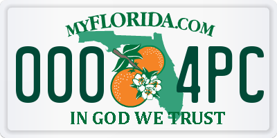 FL license plate 0004PC