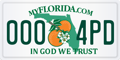 FL license plate 0004PD