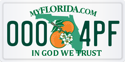 FL license plate 0004PF