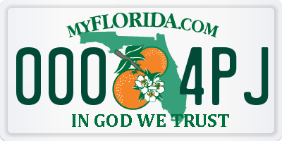 FL license plate 0004PJ