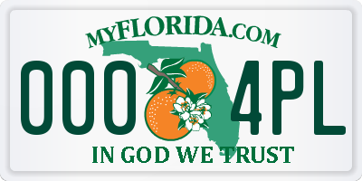 FL license plate 0004PL