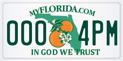 FL license plate 0004PM