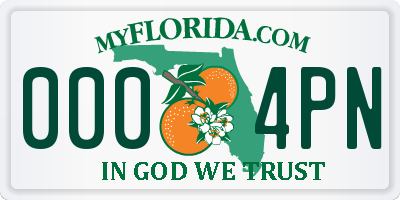 FL license plate 0004PN