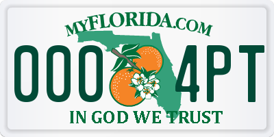 FL license plate 0004PT