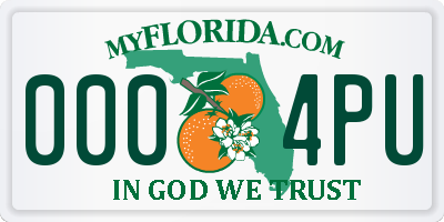 FL license plate 0004PU