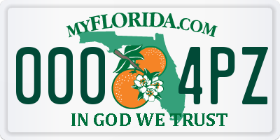 FL license plate 0004PZ