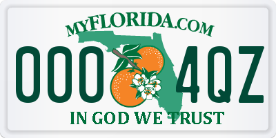 FL license plate 0004QZ