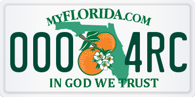 FL license plate 0004RC