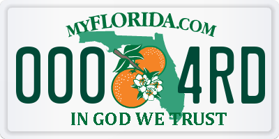 FL license plate 0004RD