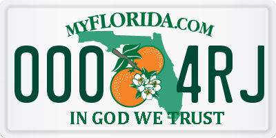 FL license plate 0004RJ