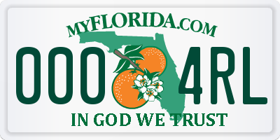 FL license plate 0004RL