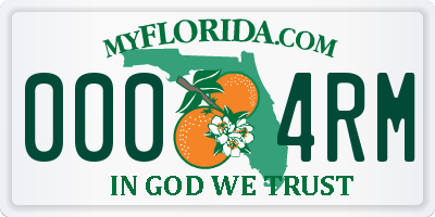 FL license plate 0004RM