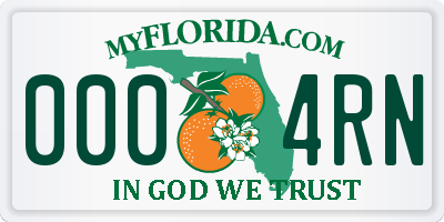 FL license plate 0004RN