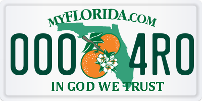 FL license plate 0004RO