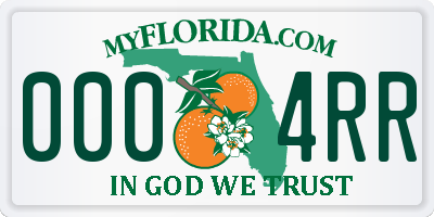 FL license plate 0004RR