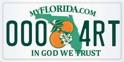FL license plate 0004RT