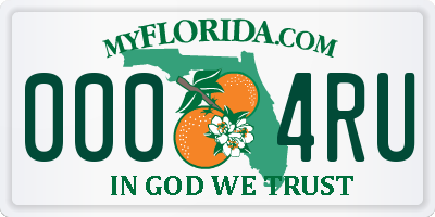 FL license plate 0004RU