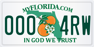 FL license plate 0004RW