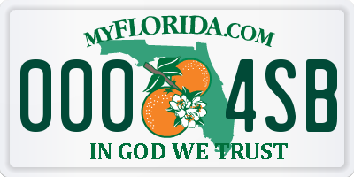 FL license plate 0004SB