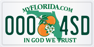 FL license plate 0004SD