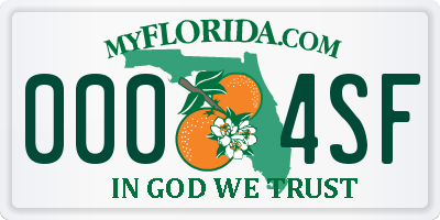 FL license plate 0004SF