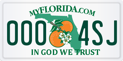 FL license plate 0004SJ