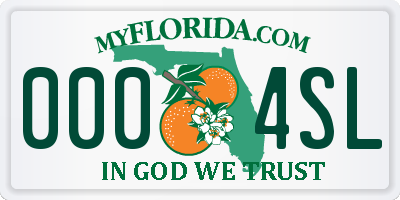 FL license plate 0004SL